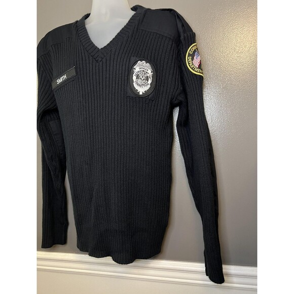 Blauer Duty Sweater Mens 2XL Dark Navy V Neck Rib Knit Shoulder Patch CT DOC - Picture 3 of 8